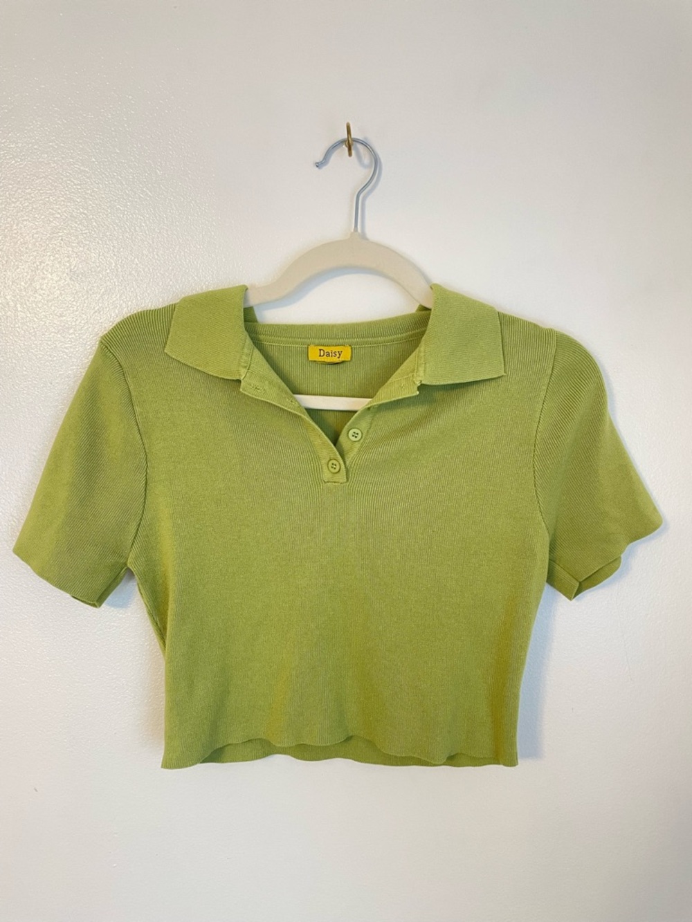 Daisy lime green cropped collared polo top short sleeved fits like s/m